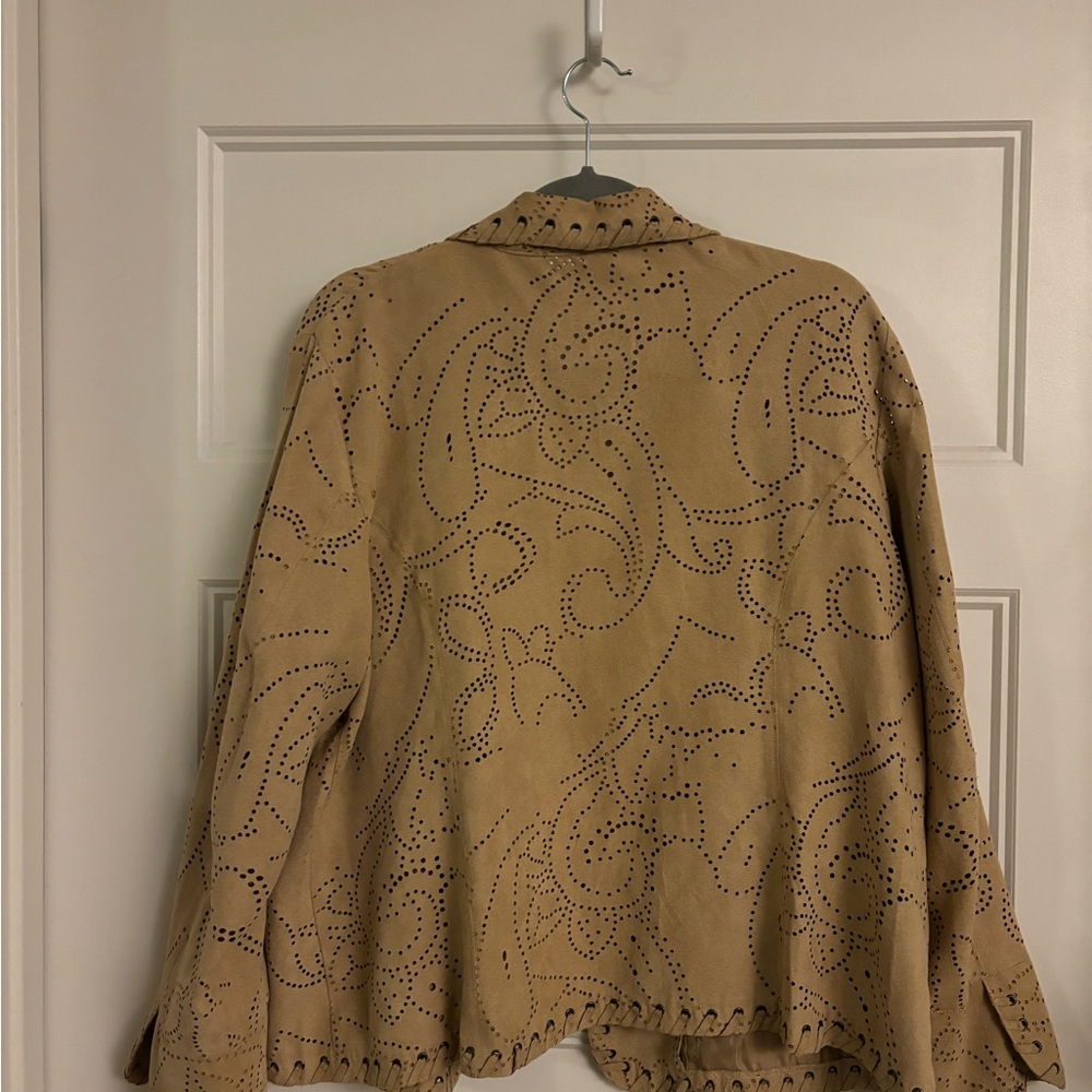 Chico's Tan Blazer with Embroidered Lapel - Picture 7 of 10